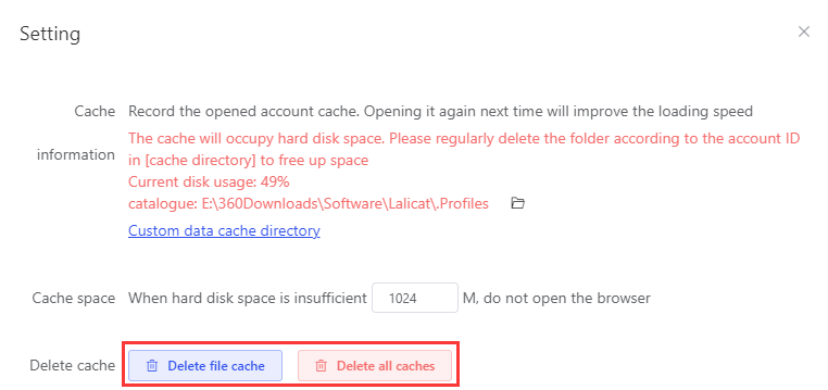 delete file all cache