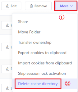 single browser cache delete