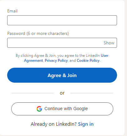 Enter Linkedin email and password