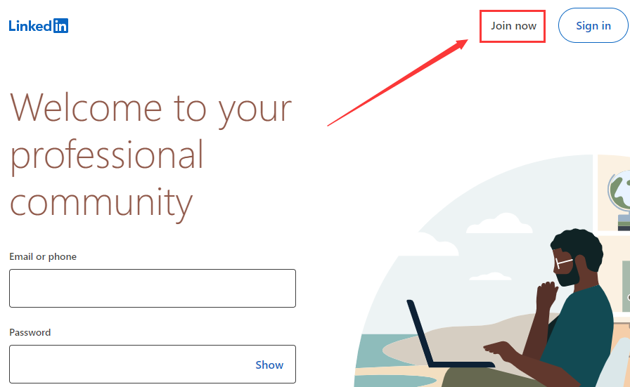 Sign up Linkedin account