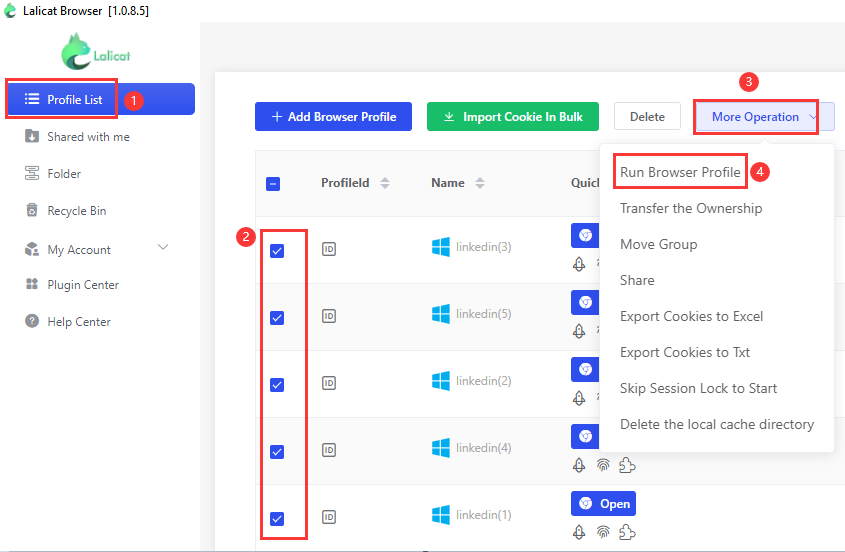 Run multiple Lalicat virtiual browsers