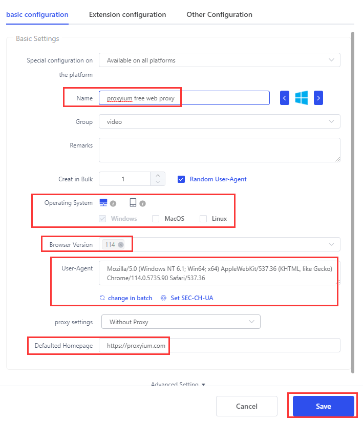 Enter profile details