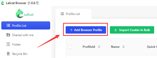 Create a new browser profile