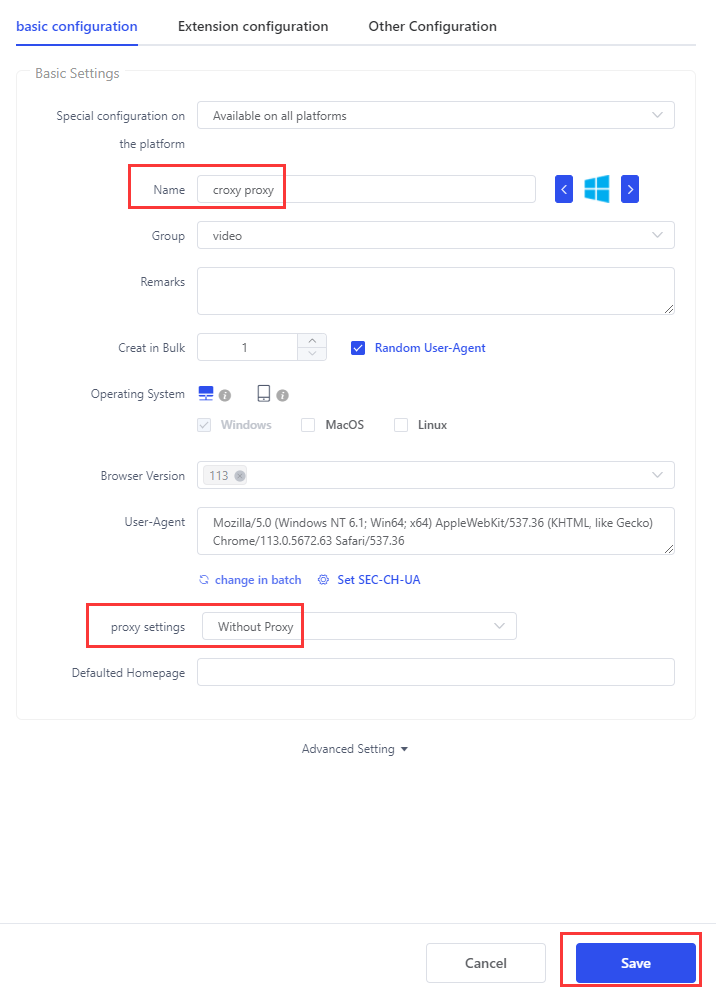 Enter profile details