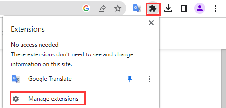 Manage extensions
